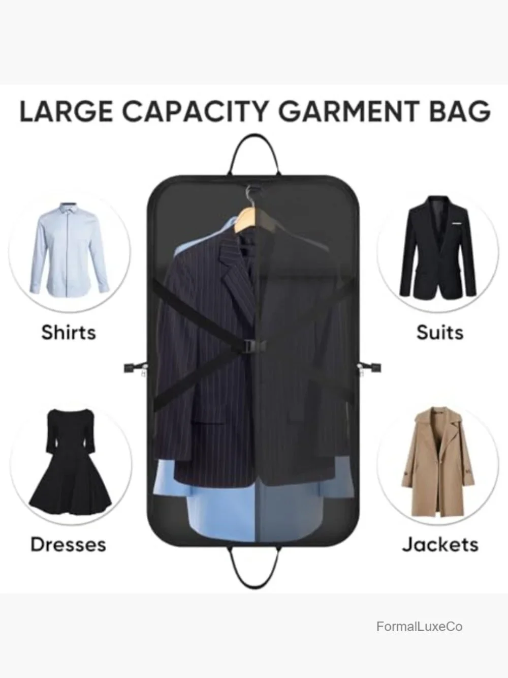 Travel Garment Bag, 42 inch Suit Bag Waterproof Carry On for Hanging Clothes,